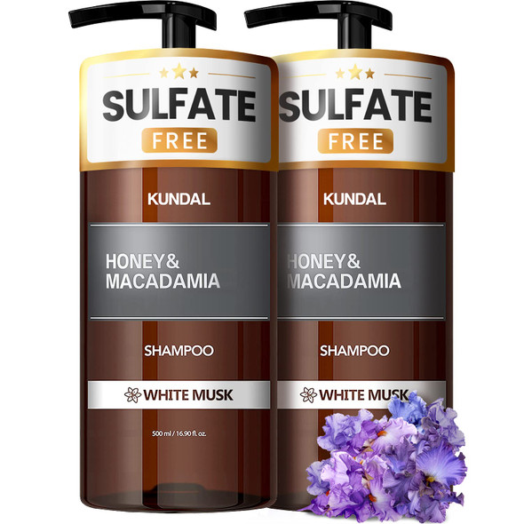 Kundal Sulfate Free Moisturizing Shampoo for Dry Damaged Hair with Argan Oil White Musk 2 bottles X 16.9 oz Sulfate Free Paraben Free with argan oil