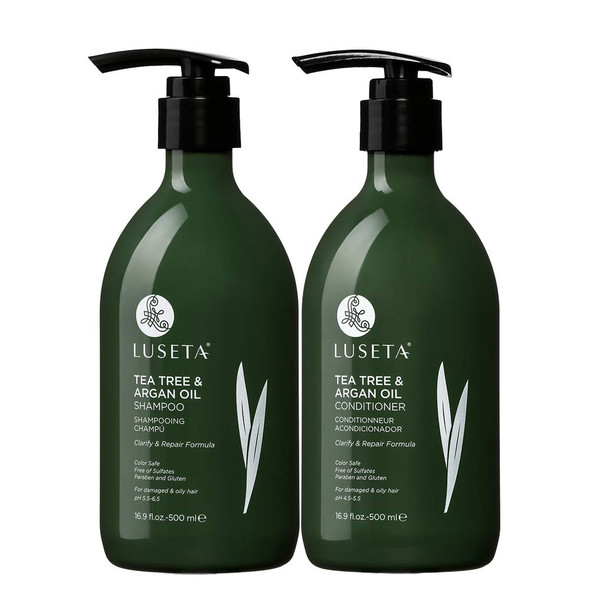 Luseta Tea Tree Shampoo  Conditioner Set 16.9oz each and Tea TreTea Tree Oil Body Wash with Mint 16.9oz