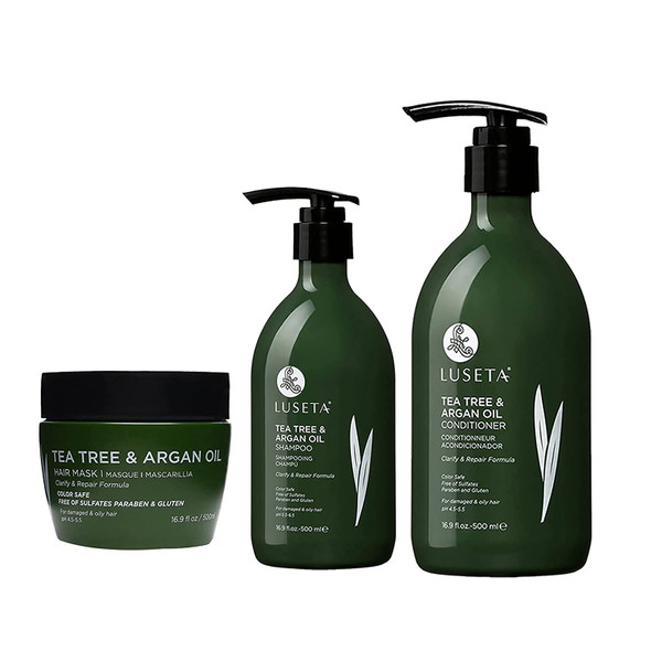 Luseta Tea Tree Shampoo 16.9 Oz  Tea Tree Conditioner 33.8 Oz Tea Tree Oil Hair Mask