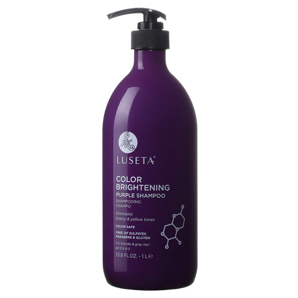 Luseta Color Brightening Purple Shampoo for Blonde and Gray Hair Infused with Cocos Nucifera Oil to Help Nourish Moisturize and Condition hair Sulfate Free Paraben Free 33.8oz