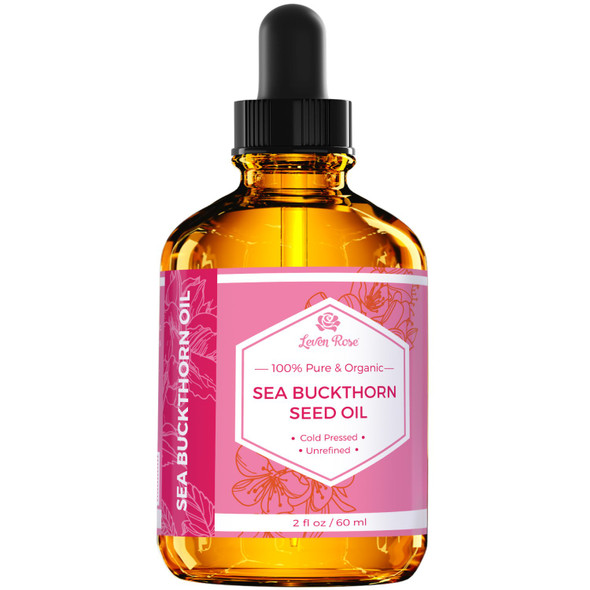 Leven Rose Sea Buckthorn Seed Oil 100 Pure Unrefined Cold Pressed Anti Aging Acne Treatment for Hair Skin and Nails 2 oz