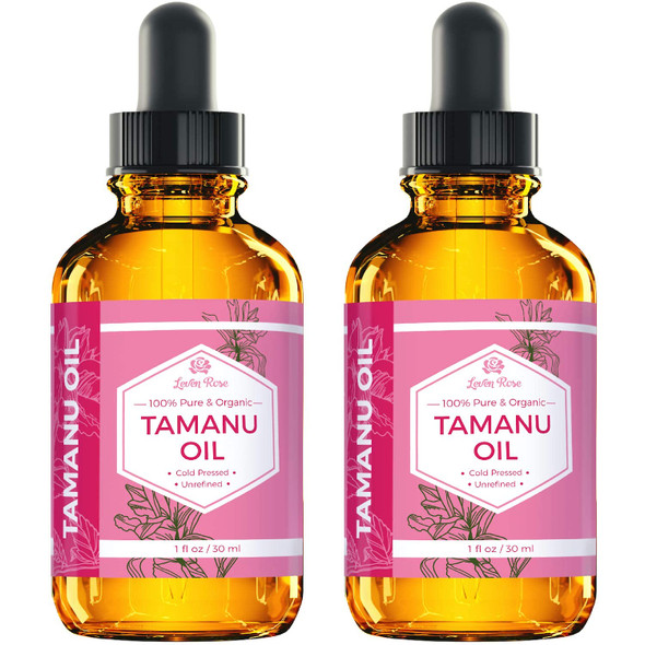 Leven Rose Tamanu Oil 100 Pure Organic Unrefined ColdPressed Tamanu Oil For Hair Skin Nails Acne Scars  2 oz In Dark Amber Glass Bottle with Glass Dropper  100