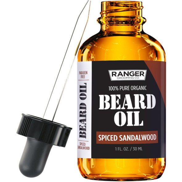 Leven Rose Spiced Sandalwood Beard Oil  Leave In Conditioner by Ranger Grooming Co 100 Pure Natural Organic for Groomed Beards Mustaches and Moisturized Skin 1 oz