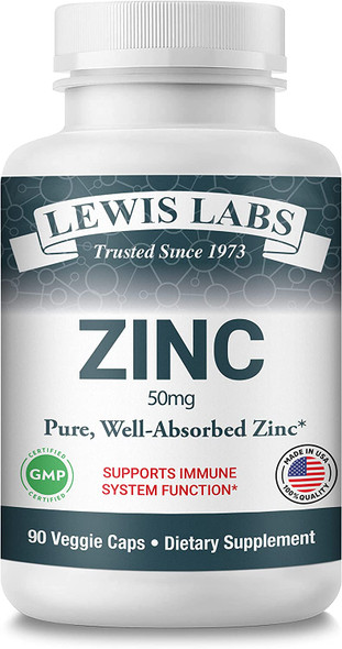 Zinc Supplement 50mg  Pure Zinc Citrate Vitamins for Adults for Immune Support zinc 50mg Metabolism Acne Skin Health  Energy  Powerful Herbal Antioxidant Supplement for Men  Women 90 Capsules