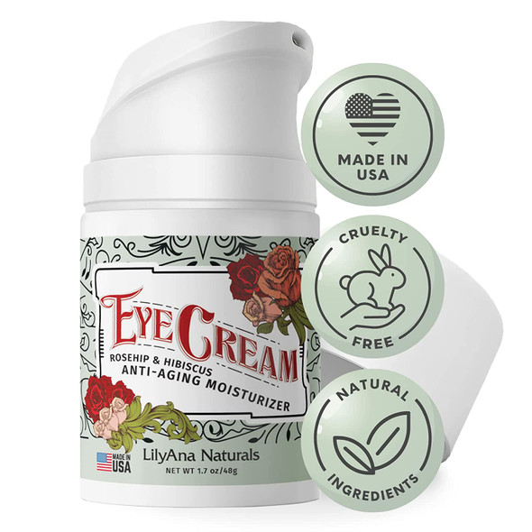 LilyAna Naturals Eye Cream  Eye Cream for Dark Circles and Puffiness Under Eye Cream Anti Aging Eye Bag Cream Improve the look of Fine Lines and Wrinkles  Skin Care Products  1.7 oz