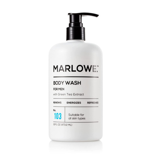 MARLOWE. No. 103 Mens Body Wash 16 oz  Energizing  Refreshing  Includes Natural Extracts  Aloe  Green Tea Extracts