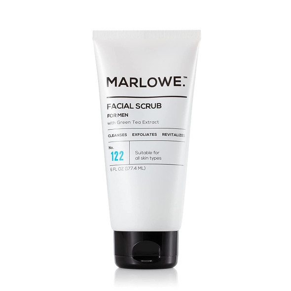 MARLOWE. No. 122 Mens Facial Scrub 6 oz  Light Daily Exfoliating Face Cleanser  Fresh Sandalwood Scent  Includes Natural Extracts