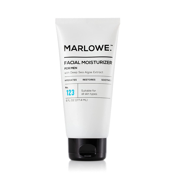 MARLOWE. No. 123 Mens Facial Moisturizer 6 oz  Lightweight Daily Face Lotion for Men  Best for All Skin Types  Includes Natural Extracts to Hydrate Soothe  Restore