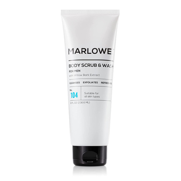 MARLOWE. No. 104 Mens 2in1 Body Wash  Scrub 8 Oz  Exfoliating Body Cleanser Fights Dryness  Made with Natural Ingredients  Willow Bark Extract