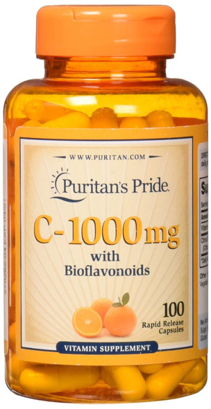 Puritans Pride Vitamin C with Bioflavonoids Health and Immune System Support Capsules, 100 Count