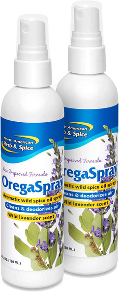 North American Herb  Spice OregaSpray  4 fl oz  Pack of 2  Aromatic Wild Spice Oil Spray  Cleans  Deodorizes Air  Use as a Vegetable Wash Breath Freshener  More  Wild Lavender Scent