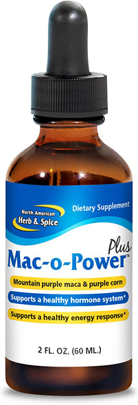 North American Herb  Spice MacoPower Plus  2 fl. oz  Raw Maca Extract  Supports Healthy Hormone System  Energy Response  NonGMO  172 Servings