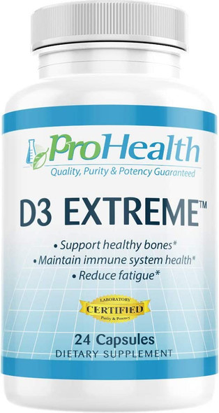 ProHealth Vitamin D3 Extreme 50000 IU 24 Capsules Helps Boost and Support Healthy Bones and The Immune System  Gluten Free  Soy Free