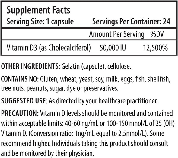 ProHealth Vitamin D3 Extreme 50000 IU 24 Capsules Helps Boost and Support Healthy Bones and The Immune System  Gluten Free  Soy Free