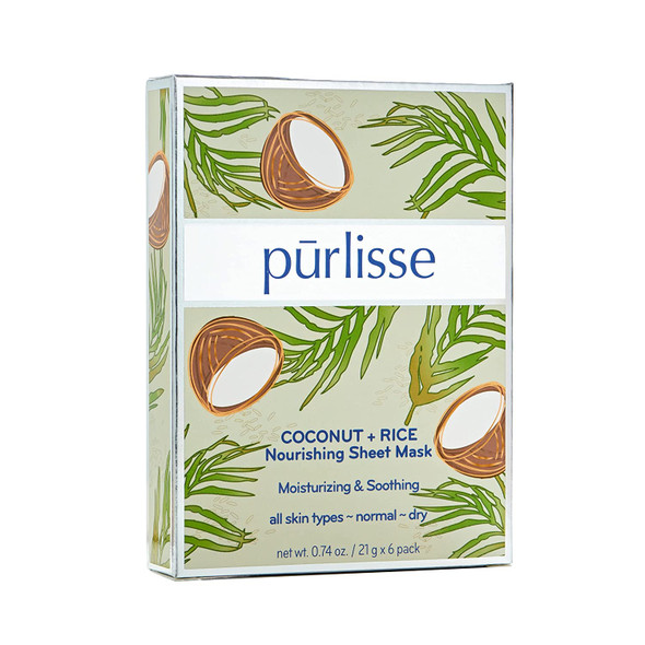 purlisse Coconut  Rice Nourishing Sheet Mask CrueltyFree  clean Paraben  Sulfatefree Deeply moisturizing Improves skin texture  Pack of 6