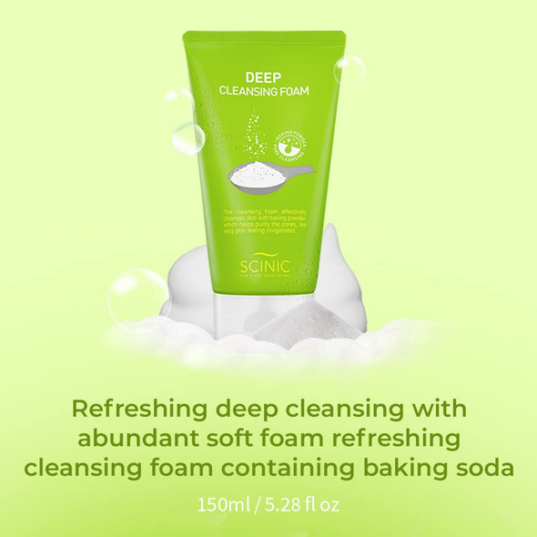 SCINIC Cleansing Foam 5.28fl.oz 150ml Refreshing Deep Cleansing With Abundant Soft Foam  Refreshing Cleansing Containing Baking Soda  Pore Purifying  K BeautyDeep Cleansing