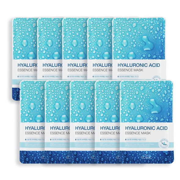 SCINIC Hyaluronic Acid Essence Mask 10ea  Intensive Moisture Care Mask for Dry Skin  Korean Skincare Product