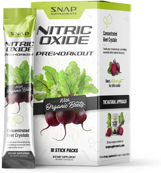 Pre Workout Beet Root Powder  Organic Nitric Oxide Preworkout Booster Natural Energy Beets Superfood Support Muscle Performance  Endurance Single Serve Stick Pack by Snap Supplements 10 Packs
