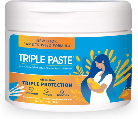 Triple Paste Diaper Rash Cream for Baby  16 oz Tub  Zinc Oxide Ointment Treats Soothes and Prevents Diaper Rash  PediatricianRecommended Hypoallergenic Formula with Soothing Botanicals