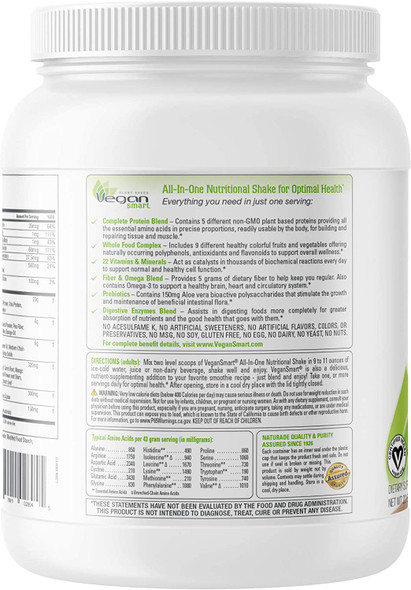 Vegansmart Plant Based Vegan Protein Powder by Naturade AllinOne Nutritional Shake  Chai 15 Servings