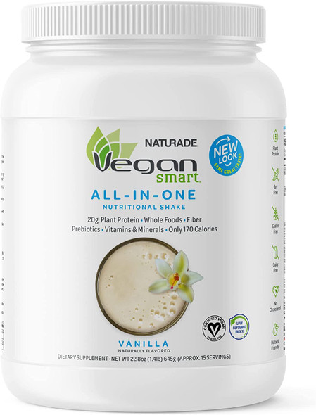 Vegansmart Plant Based Vegan Protein Powder by Naturade AllinOne Nutritional Shake  Vanilla 15 Servings