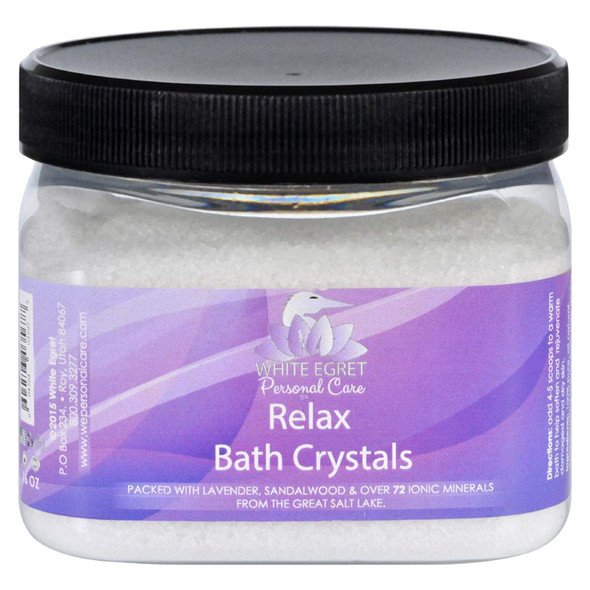 White Egret Bath Crystals  Relax  16 oz