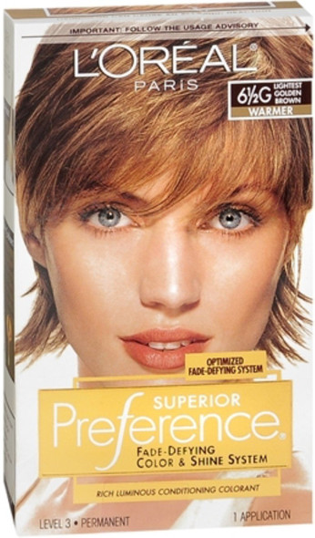 L'Oreal Paris Superior Preference Fade-Defying + Shine Permanent Hair Color, 6.5G Lightest Golden Brown, Pack of 1, Hair Dye