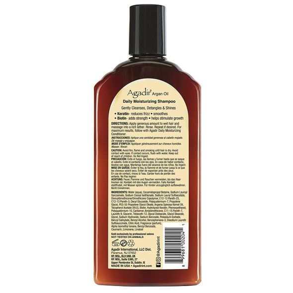 AGADIR Daily Moisturizing Shampoo ( For All Hair Types ) 12.4 oz