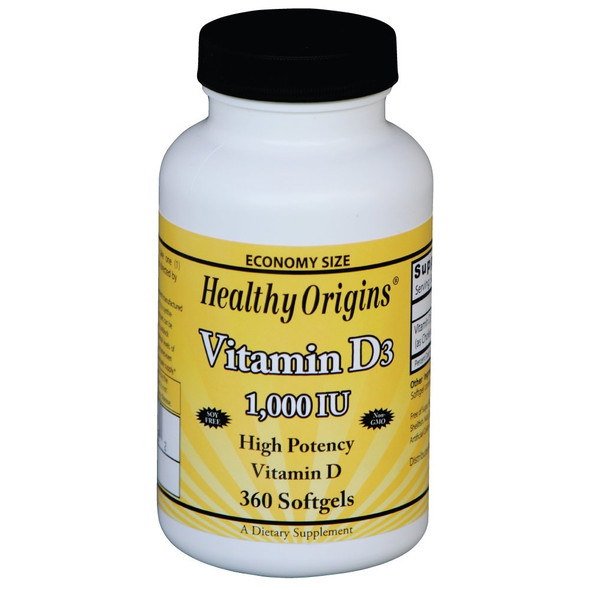 Healthy Origins Vitamin D3 Gels 1, 000 Lulanolin 360 Gels, 360 Count