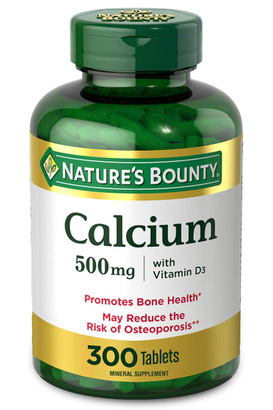 Calcium & Vitamin D by Nature's Bounty, Immnue Support & Bone Health, 500mg Calcium & 400IU D3, 300 Tablets