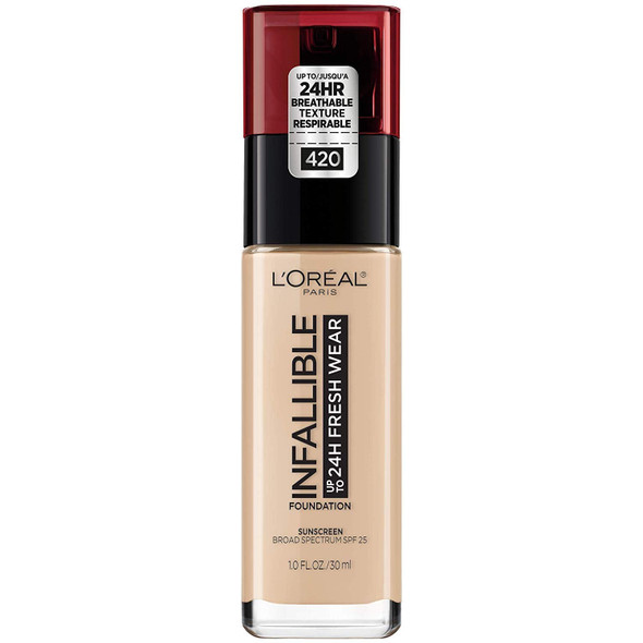 L'Oreal Paris Makeup Infallible Up to 24 Hour Fresh Wear Foundation, True Beige, 1 fl; Ounce