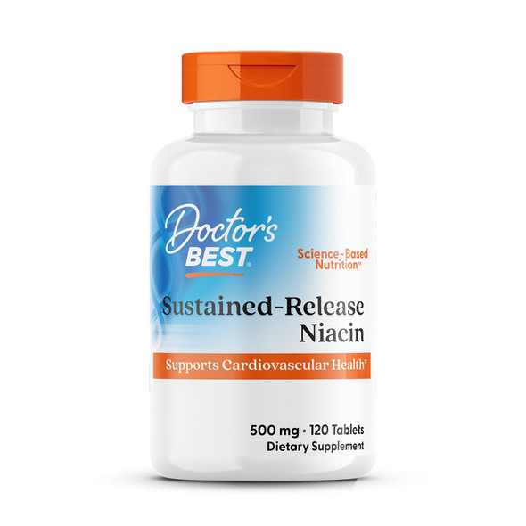 Doctor's Best TimeRelease Niacin with niaxtend NonGMO Vegan Gluten Free 500 mg Tablets, 120 Count