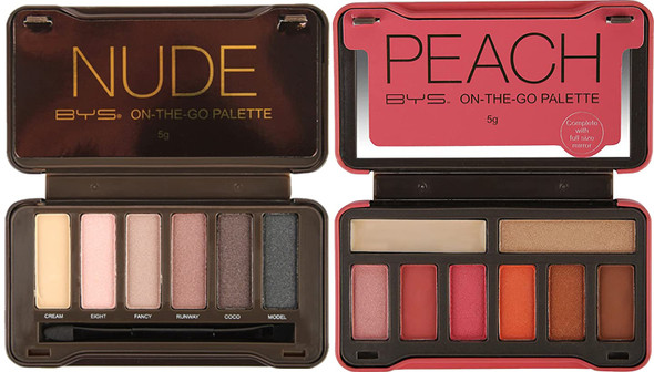 BYS On-The-Go Eyeshadow Palette, 6 Shades with Mirror and Applicator (2-Pack, Nude & Peach)