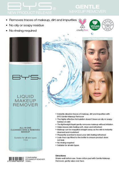 BYS Gentle Makeup Remover - Cleanses Skin and Removes Makeup, Paraben Free, 110Ml