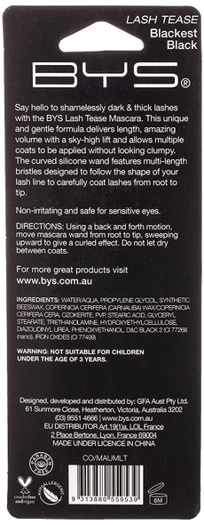 BYS Lash Tease Long and Flirty For Volume & Glamour Blackest Black Mascara