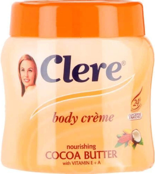 CLERE Cocoa Butter Body Moisturizing Cream with Vitamin E & A (500ml)