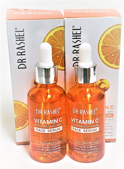 Dr Rashel Vitamin C Face Serum | Hyaluronic Acid , Firming and Anti Aging ( Pack of 2 ) + 1 Pair of Collagen Crystal Eye Mask