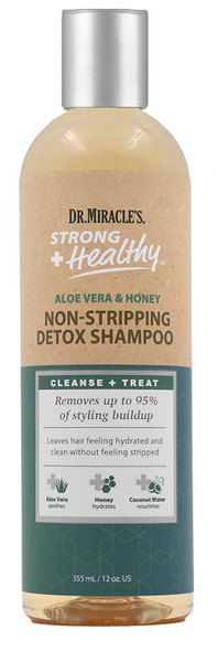 Dr. Miracle's Strong & Healthy Non Stripping Detox Shampoo (3 Pack). Contains Aloe Vera, Honey and Coconut Water.