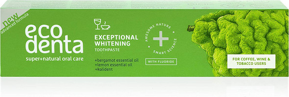 Ecodenta Exceptional Whitening Toothpaste - Teeth Cleaning Plaque Removal Tooth Paste with Bergamot for Smokers Coffee Wine Users 100ml