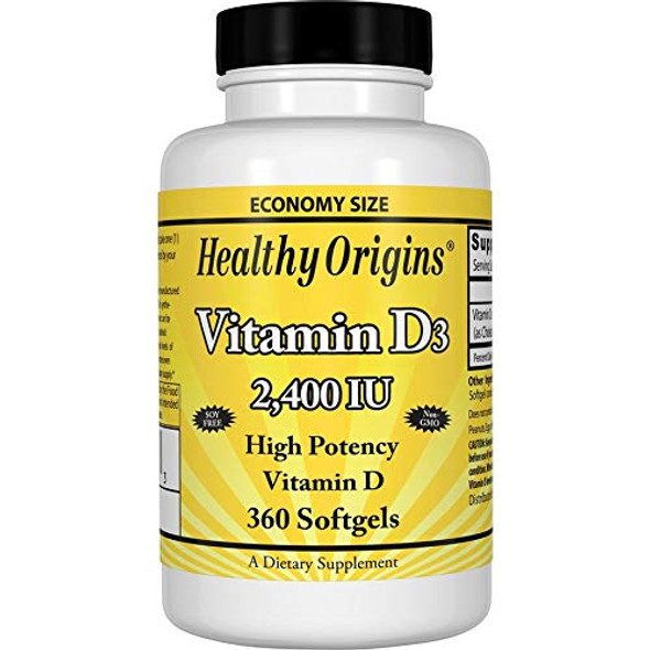 Healthy Origins Vitamin D3 2, 400 Lulanolin Gels, 360 Count