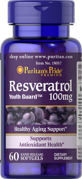 Puritan's Pride Resveratrol 100 mg-60 Rapid Release Softgels