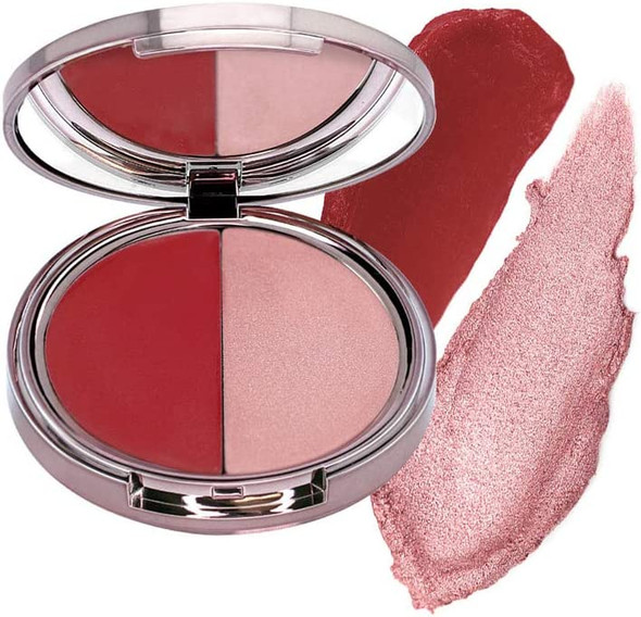 Girlactik USA. Cream Powder Blush & Cheek Tint Duo. Matte & Shimmer Finish. Lighweight, Pigmented, Buidable Coverage. -Glow Duo Blush, L'Amour