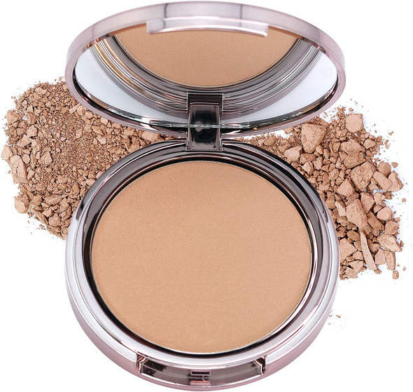 Girlactik Usa. 2-In1 Compact Face Pressed Powder & Contour Bronzer. Weightless, Buildable Coverage. Velvet Finish. -Medium