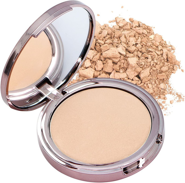 Girlactik USA. 2-in1 Compact Face Pressed Powder & Contour Bronzer. Weightless, Buildable Coverage. Velvet Finish. -Fair