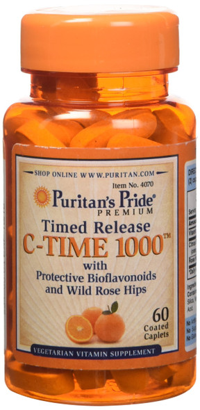 Puritan's Pride Vitamin C-1000 mg with Rose Hips Timed Release-60 Caplets