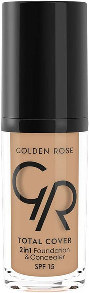 Golden Rose Total Cover 2 In 1 Foundation &Concealer Mini Travel Size No 18 Capuccino Color