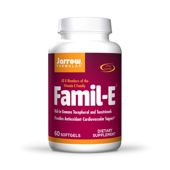 Jarrow Formulas Famil-E - 60 Softgels - Promotes Heart & Cardiovascular Health - Contains All Eight Members of The Vitamin E Family - Rich in Gamma Tocopherol & Tocotrienols - 60 Servings