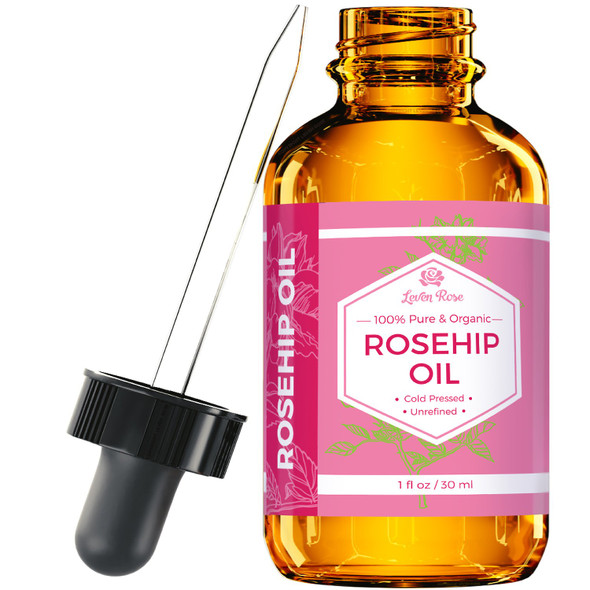 Leven Rose Organic Unrefined Rosehip Oil for Healthier Hair and Softer Skin, 1 fl. oz