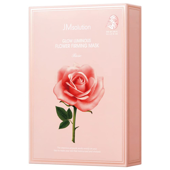 JMsolution Glow Luminous Flower Firming Mask Rose - Korean Skincare Facial Mask - Rosewater and 3 types of flower extracts-Nourshing moisturizing - 10 sheets for all skin type