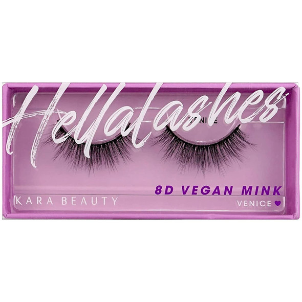 KARA BEAUTY Style L11 Hellalashes 8D Faux Mink Lashes Lightweight Synthetic Fiber in 8 Dimensional Layers VENICE - Short, Natural Beauty, 1 Pair